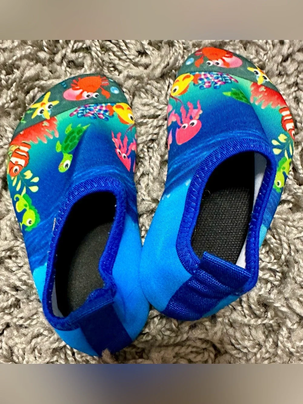 Kids Blue Ocean Print Slip-On Water Shoes